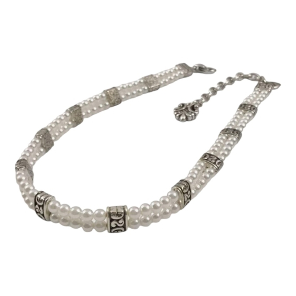 Brighton Lady Jane Silver Faux Pearl Choker‎ Necklace